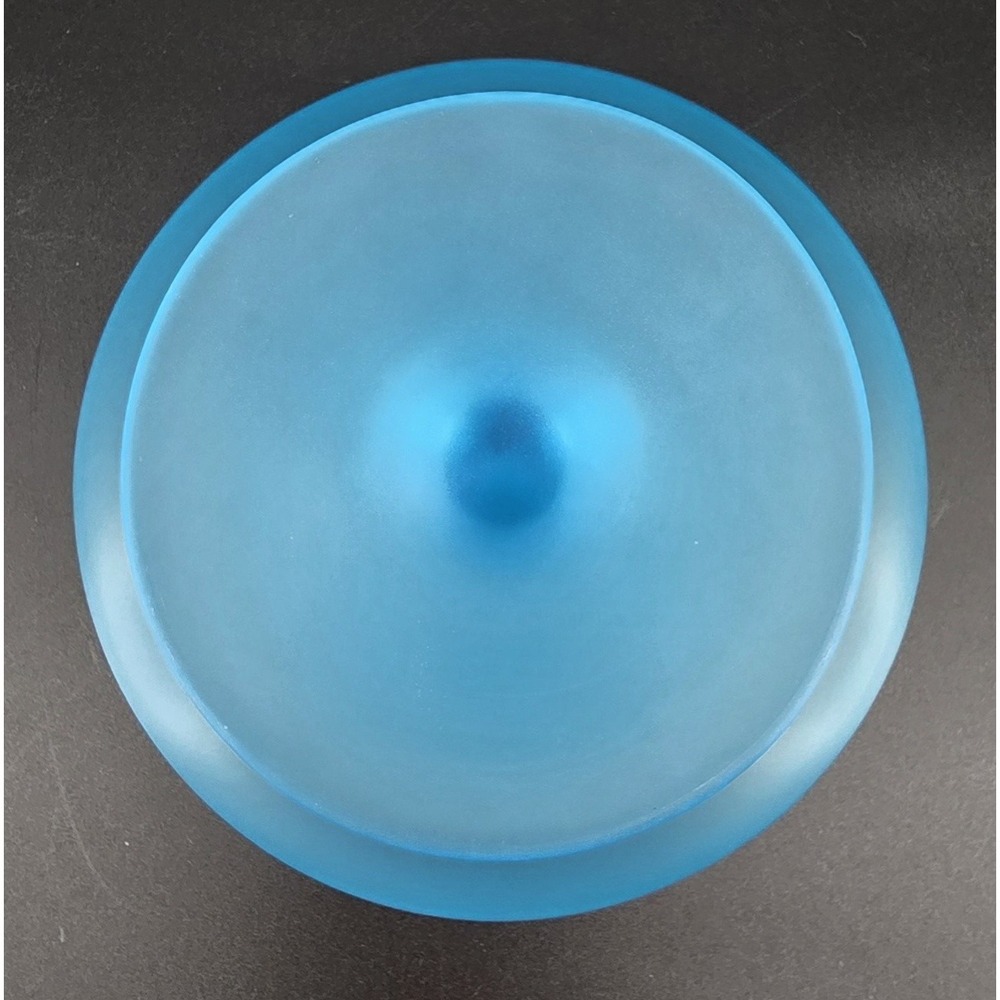 Vtg Tiffin Satin Sky Blue Glass Open Compote Round Pedestal 6.75x4.5" Depression - Picture 6 of 8